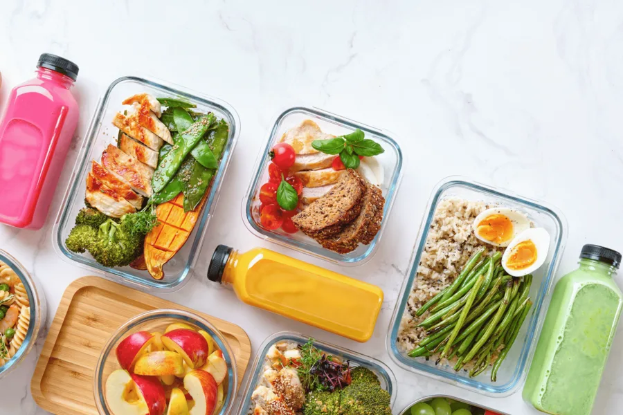 A week of meals prepped and boxed
