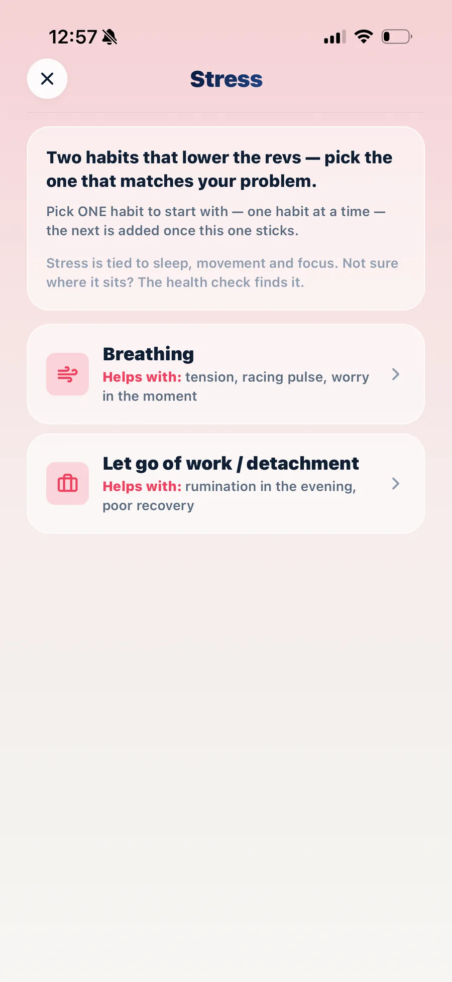 Screen: pick the stress habit that matches your problem